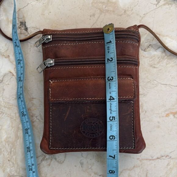 Vintage Roots Hanging Pouch Tribe Leather Crossbody Bag Brown - Picture 15 of 15